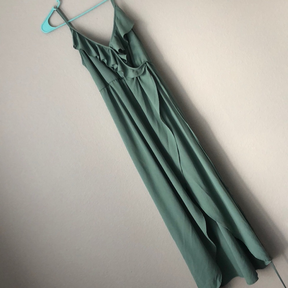 Green ruffle maxi